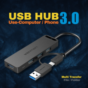 Vention 4-Port USB 3.0 Hub 2-In-1 Interface With Type C