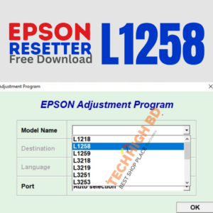 Epson l1258 printer resetter free download or adjustment program